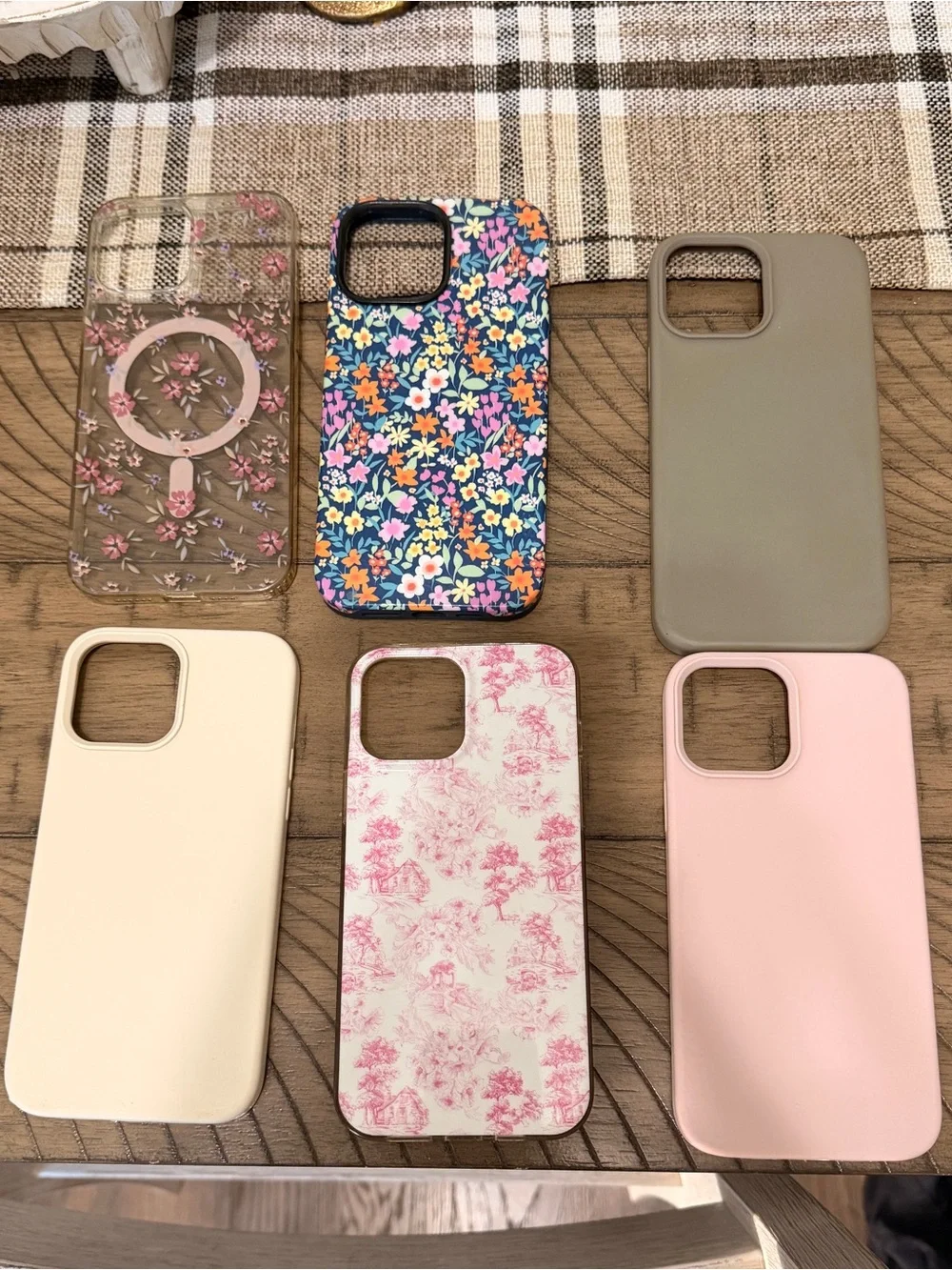 Mixed Floral and Solid Color iPhone Protective Cases - Pink, Beige, Green, Clear